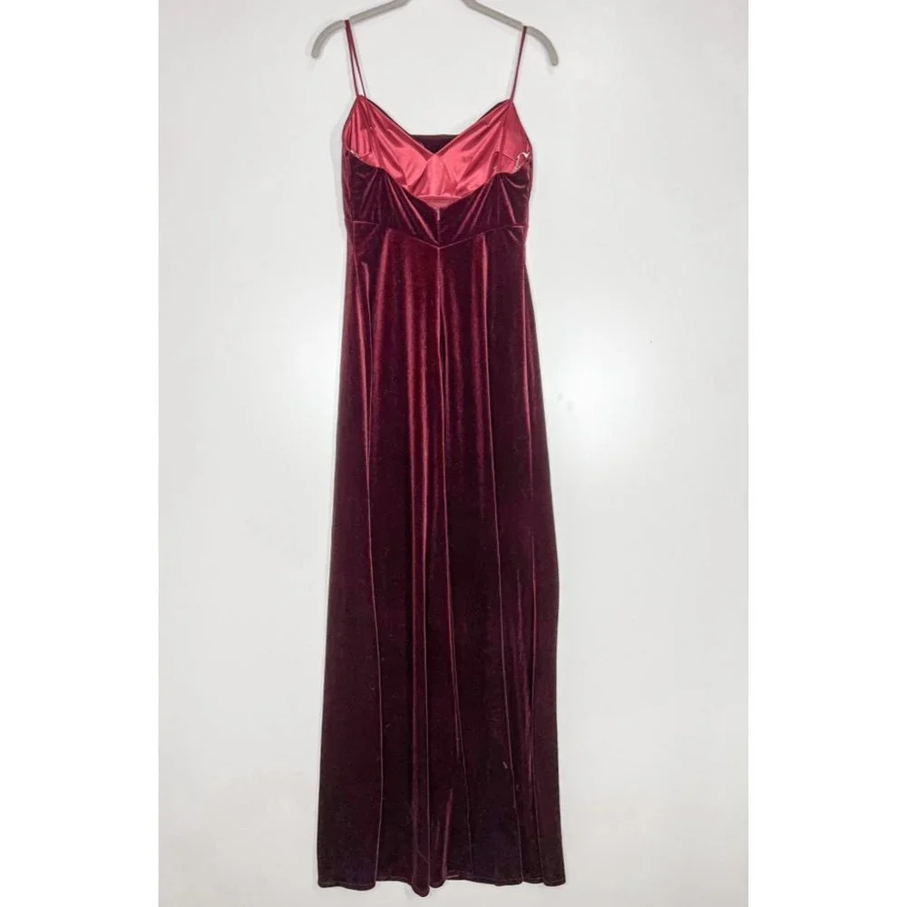 NEW Jenny Yoo BHLDN Sammi Dark Berry Velvet Cowl Neck Gown - Picture 3 of 5